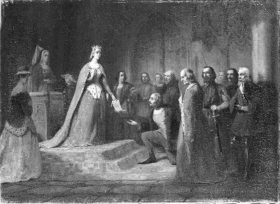 Anno 1477. Maria van Bourgondië verklaart dat zij haar huwelijksbelofte aan Maximiliaan gestand zal , 1869, Lambertus Lingeman