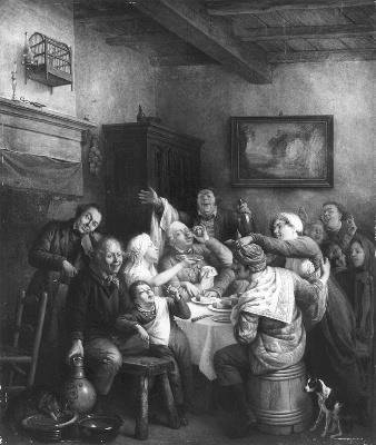 A merry company during a meal, 1813, Peter Paul Joseph Noël