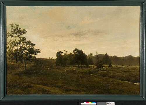 Heidelandschap met een herder en zijn kudde, 1876, Willem Johannes Oppenoorth