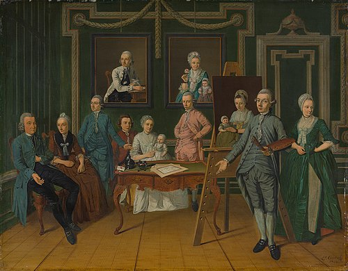 Self portrait with family, 1784, Leendert Overbeek