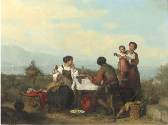 A lazy afternoon at the lakeside, , Karel Frans Philippeau