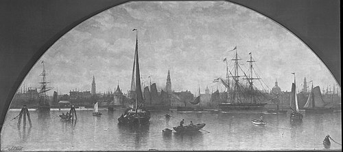View of the IJ near Amsterdam, 1883, Johan Adolph Rust