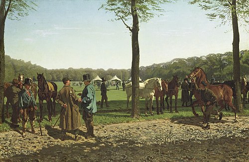 Horse Fair on the Maliebaan at The Hague, 1858, Cornelis Albertus Johannes Sch