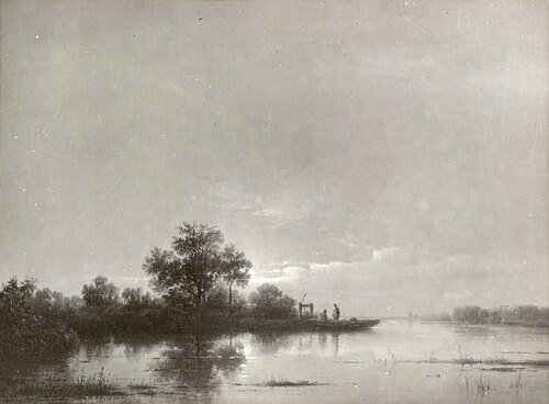 River landscape by moonlight, 1853, Jacobus Sörensen
