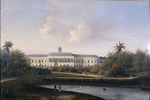 Rear View of Buitenzorg Palace before the Earthquake of 10 October 1834, 1834, Willem (II) Troost