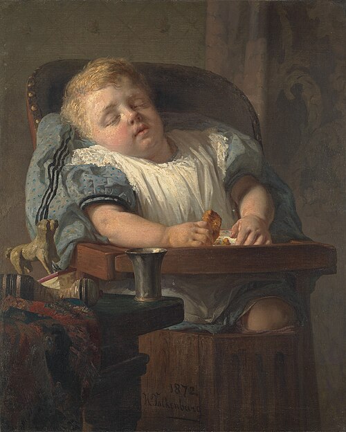 Kind in kinderstoel, 1872, Hendrik Valkenburg