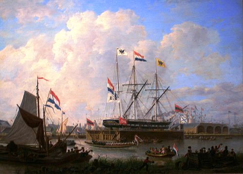 The first floating drydock in Amsterdam, 1843, Hendrik Vettewinkel
