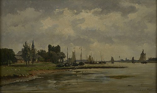 Gezicht op Papendrecht, , Cornelis Johannes de Vogel
