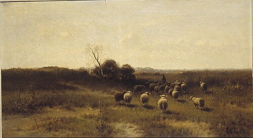 Een herder met zijn kudde, 1890, Cornelis Westerbeek