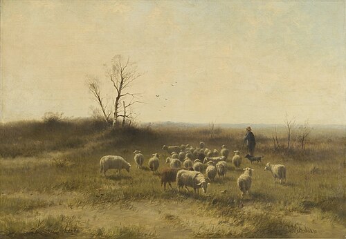 Een herder en zijn kudde, 1891, Cornelis Westerbeek