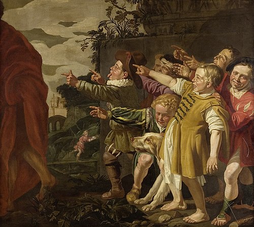 Elisha mocked by the little children, 1627, Roeloff van Zijl