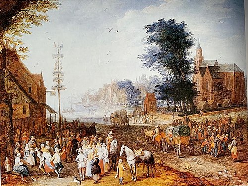 Dance around the maypole, 1725, Joseph van Bredael