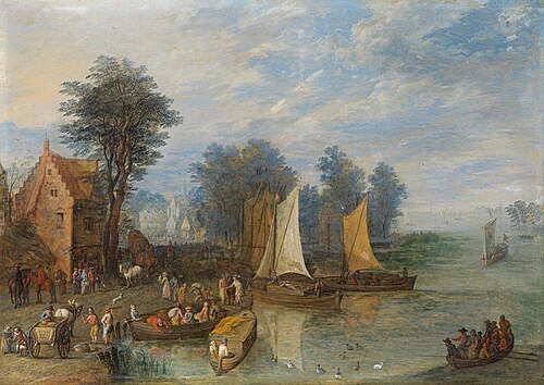 Sailing boats at the pier, 1705, Joseph van Bredael