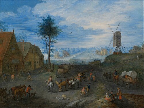 Village animated with people, 1706, Joseph van Bredael