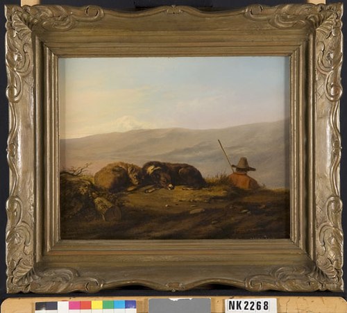 shepherd with dog in landscape, 1860, Guillaume Anne van der Brugghe
