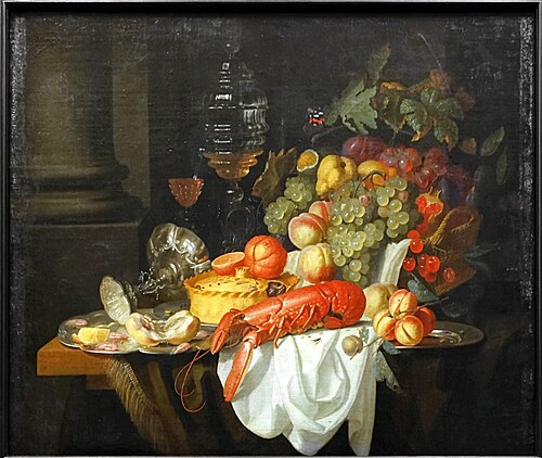 Nature morte au homard, 1700, Johannes Hannot