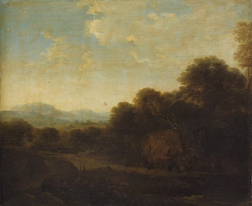 Abendlandschaft mit Maultieren, 1655, Petrus van Hattich
