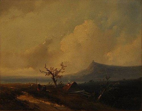 Landscape near the Rhine (with a Shepherd and Sheep), 1850, Johannes Franciscus Hoppenbrou