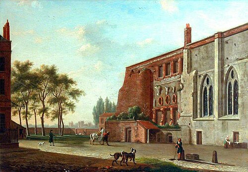 Figures outside a Church, Set in a Wooded Landscape, 1765, Johannes Janson