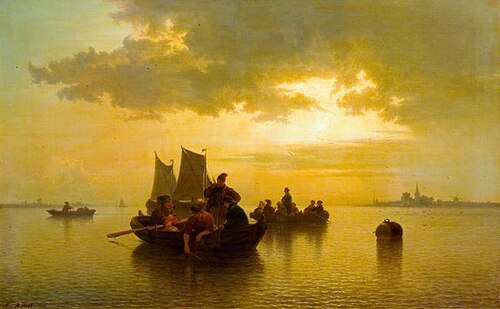 River with Fishing Boats, 1859, Carl Adloff