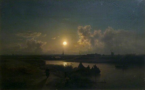 River with Moonlight Effect, 1859, Carl Adloff