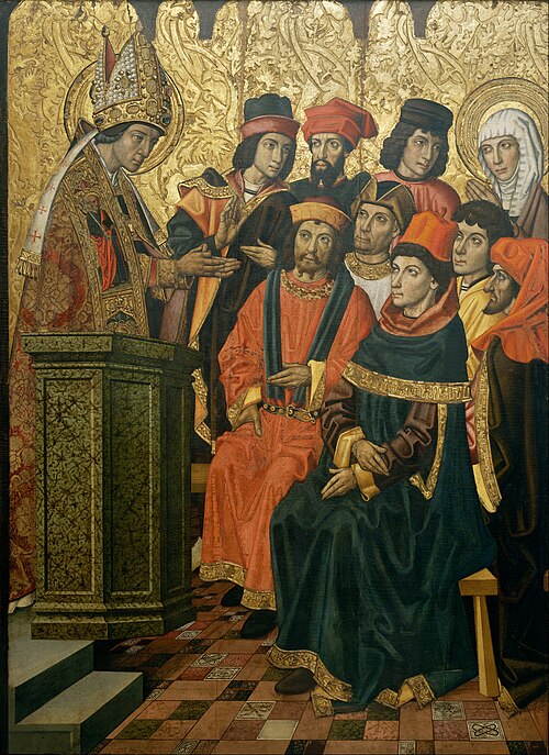 Saint Augustine and Saint Monica in a Sermon by Saint Ambrose, 1463, Pablo Vergós