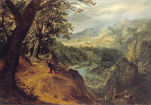 wide landscape with Moses, 1605, Tobias Verhaecht