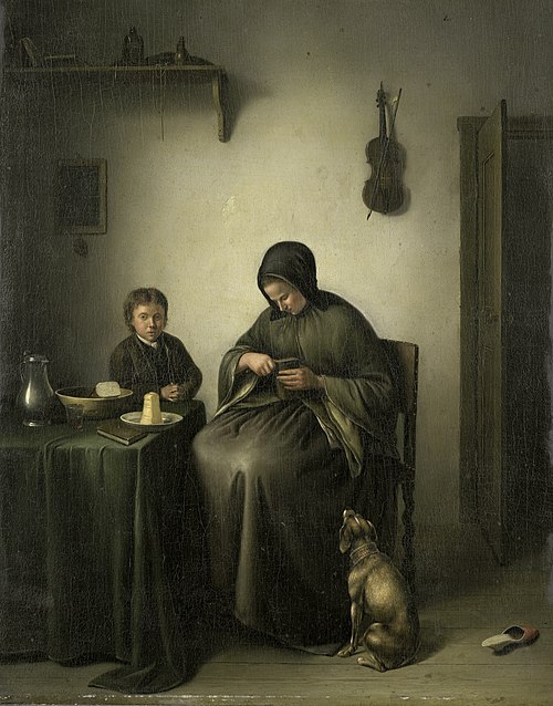 A Woman Slicing Bread, 1811, Johannes Christiaan Janson