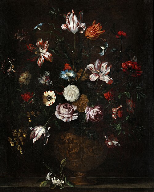 Flower still life in an urn, 1712, Pieter Hardimé
