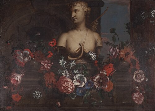 A Bust of Diana with a Garland, 1729, Pieter Hardimé