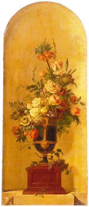 Geschilderd behangsel met voorstelling van bloemen in een vaas, 1806, Willem van Leen