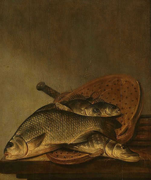 Still life with fish, 1650, Pieter de Putter