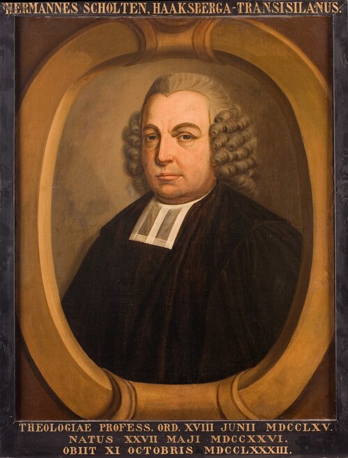 Portret van Herman Scholten, hoogleraar Godgeleerdheid te Leiden, 1785, Nicolaas Reyers