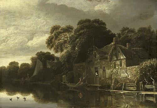 Old country cottage on the water, 1656, Michiel van Vries