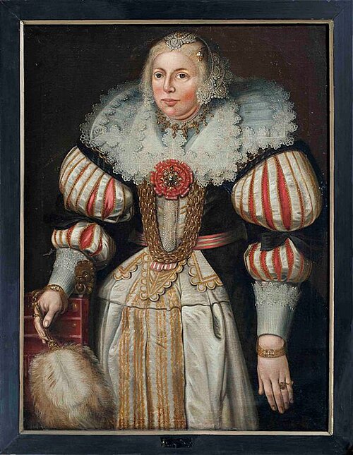 Portrait of  Sjouck van Aebinga (..-1630), eerste echtgenote van Watze van Cammingha, 1629, Harmen Willems Wieringa