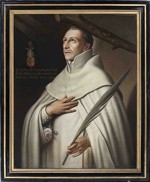 Portrait historié van Eelco Ferdinand v.d.Laen(?)als abt Eelco v. Liauckama, 1633, Nicolaas Wieringa