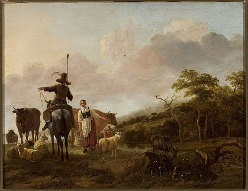 Pastoral landscape, , Jan Baptist Wolfaerts