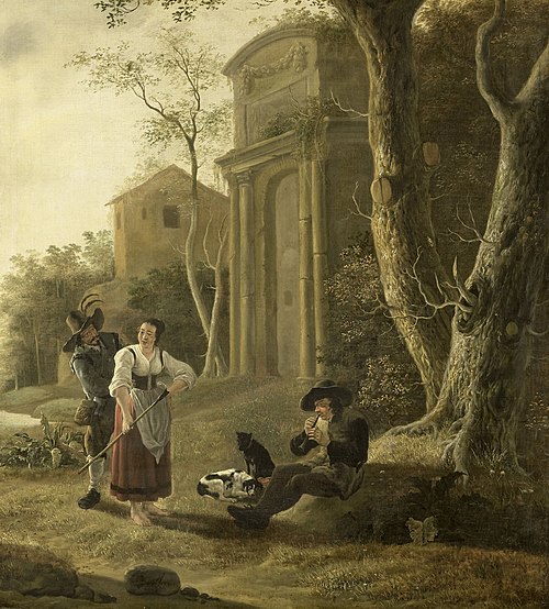 Pastoral scene with a flute player, 1646, Jan Baptist Wolfaerts