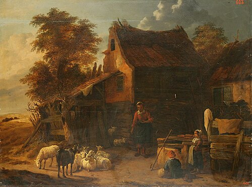 Herd of Sheep near a Peasant House, 1650, Jan Baptist Wolfaerts