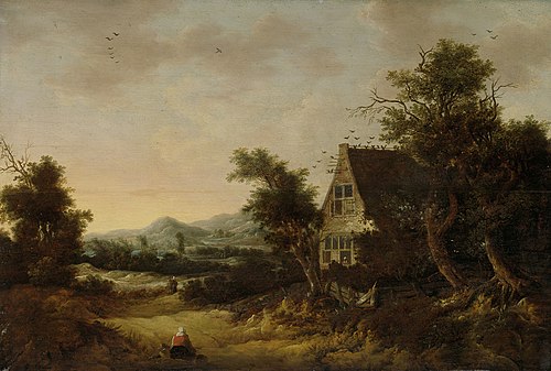 Hilly landscape with peasant cottage, 1653, Cornelis van Zwieten