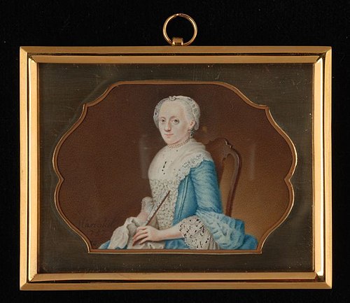 Portretminiatuur van een vrouw, 1757, Joseph Marinkelle