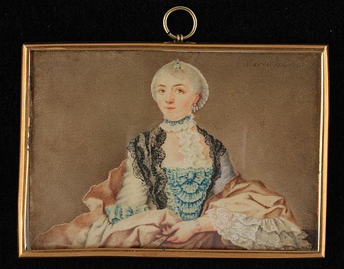 Portretminiatuur van Suzanna Libertina Radermacher-Boogaert, 1756, Joseph Marinkelle