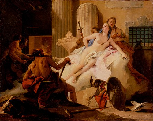 Venere nella grotta di Vulcano chiede le armi di Enea, , Giambattista Tiepolo