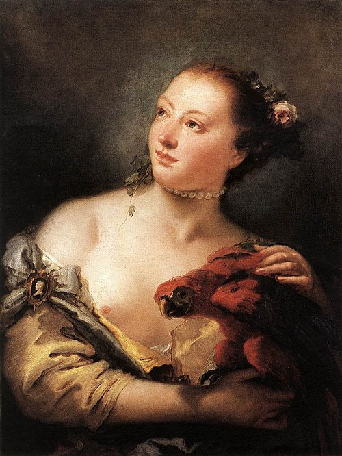 Jeune femme au perroquet, 1750, Giambattista Tiepolo