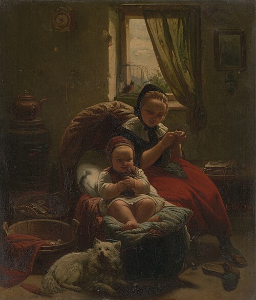 Kind in de wieg, 1857, Eduard Geselschap