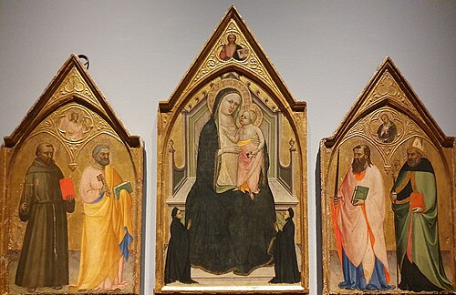 Tríptico da Virgem com o Menino, Doadoras e Santos, 1410, Lippo d'Andrea