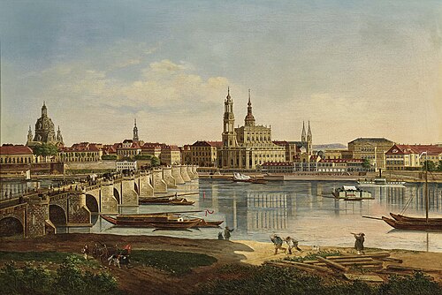 Blick auf Dresden vom rechten Elbufer aus, , Traugott Faber