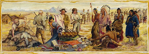 The Fur Traders (Study for St. Anthony, Idaho Post Office Mural), 1938, Elizabeth Lochrie