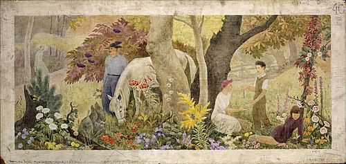 Wisconsin Wild Flowers--Spring (mural study, West Allis Post Office, Milwaukee, Wisconsin), 1943, Frances Foy
