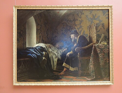 Ivan the Terrible admiring Vasilisa Melentieva, 1875, Grigory Sedov